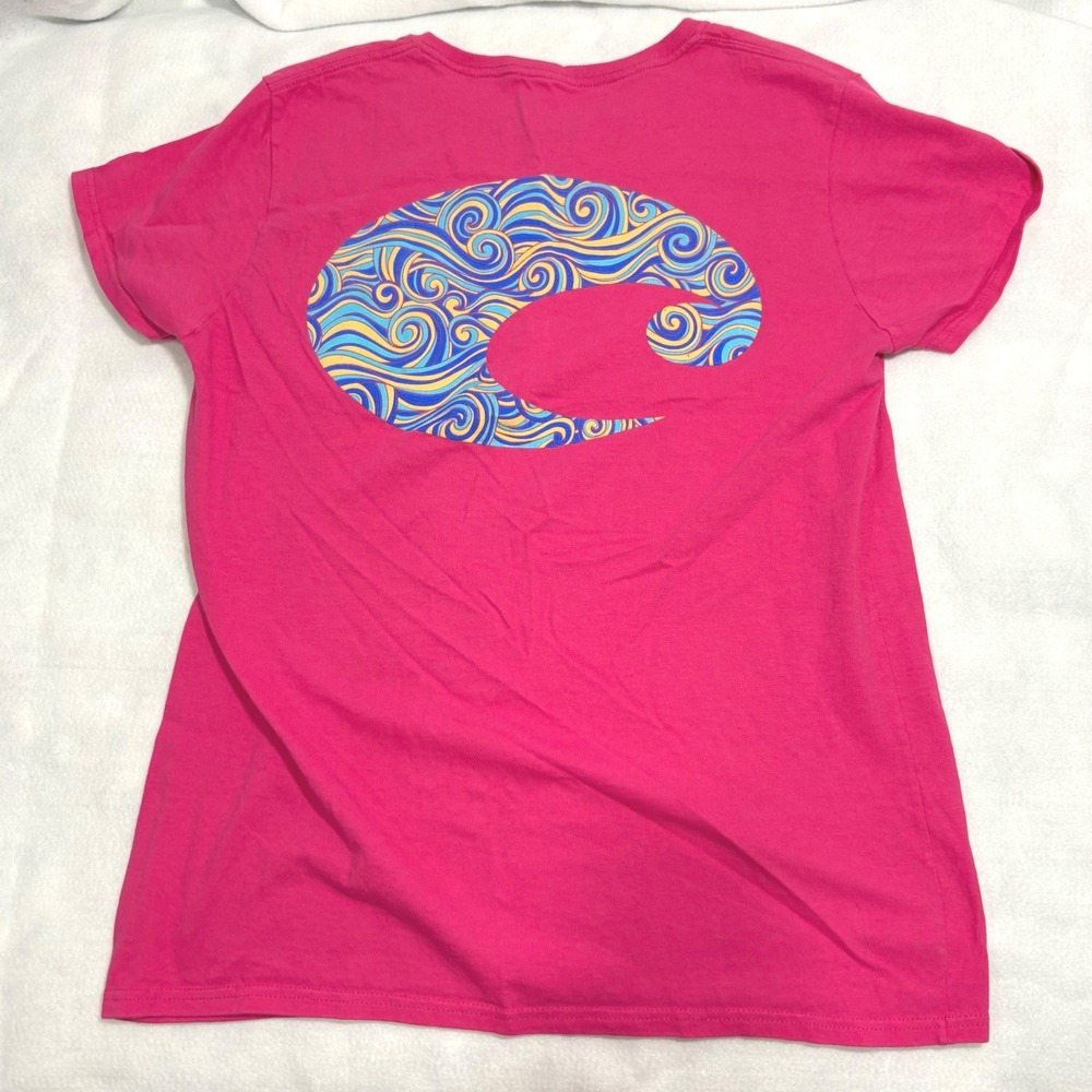 Costa Del Mar Womens Pink‎ Graphic Logo Short Sleeve Cotton T-Shirt Size Large
